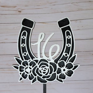 Horseshoe birthday cake topper with age cowboy birthday cowgirl birthday horseshoe topper horseshoe grooms cake topper with horseshoe boy