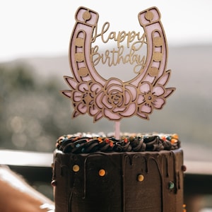 Horseshoe birthday cake topper, cowgirl birthday, horseshoe topper, horseshoe roses birthday topper, happy birthday topper, country theme ru
