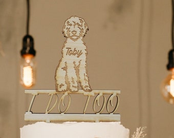 doodle wedding cake topper, dog wedding, doodle wedding, goldendoodle wedding, doodle cake topper, doodle topper, i do too dog, dog i do too