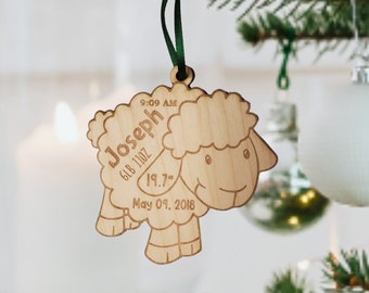 Lamb christmas Ornament personalized baby ornament newborn ornament lamb ornament babys first christmas baby keepsake baby shower  baby's 1