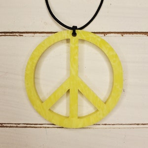 yellow peace sign rear view mirror, peace car, yellow car accessory, high vibrations, hippie car, hippie charm hippie mirror charm, sunshine