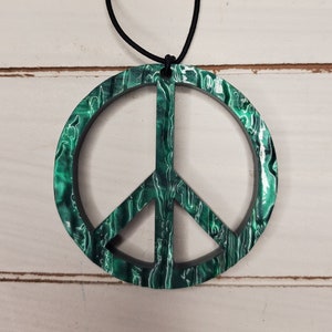 rainforest peace sign rear view mirror, peace car, car accessory, high vibrations, hippie car, hippie charm hippie mirror charm, meditation