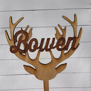 Antler Topper, Deer cake topper, deer topper, antler cake topper, birthday topper, baby shower topper, deer name topper, boys birthday cake
