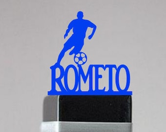 Décoration de gâteau personnalisée de joueur de football : décoration de fête d'anniversaire en acrylique