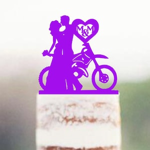 Dirt Bike Couple Wedding Cake Topper DirtBike Cake Topper Customized wedding cake topper Dirt Bike Wedding Cake Topper silhouette cake top