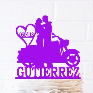 Motorcycle Wedding Cake Topper with surname Motorcycle Cake Topper Custom wedding cake topper grooms cake couple with motorcycle topper kiss