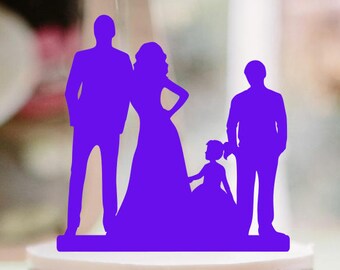 Wedding Cake Topper Groom family Silhouette Wedding cake topper family silhouette cake topper wedding topper silhouette topper with kids boy
