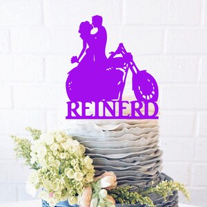 Last Name Motorcycle Couple Wedding Cake Topper Motorcycle Cake Topper motorcycle topper bride and groom biker harley rider bike grooms cake