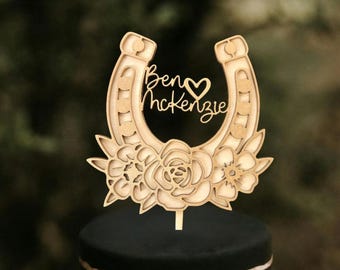 Horseshoe wedding cake topper with names, horseshoe cake horseshoe topper, rustic wedding, custom horse wedding, country wedding, barn weddi