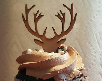 Deer Cupcake Topper, Deer Topper, Antlers cake Topper, antler cupcake topper, Rustic Cupcake topper, baby shower deer, rustic toppers, deer