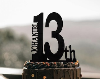 13th birthday, thirteenth topper  13 birthday, birthday cake topper, birthday topper, custom topper with name, topper with age 13 cake