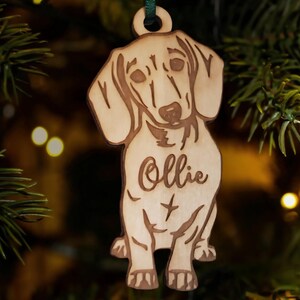 dachshund ornament, smiling dachshund christmas ornament, weiner dog, memorial ornament, pet ornament, puppy ornament, sweet weeny dog image 6