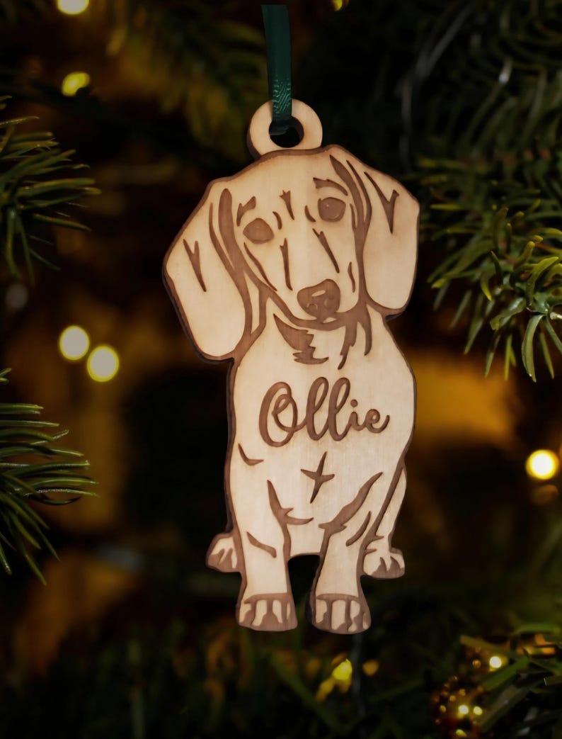 dachshund ornament, smiling dachshund christmas ornament, weiner dog, memorial ornament, pet ornament, puppy ornament, sweet weeny dog image 6