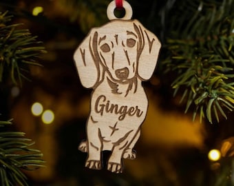dachshund ornament, smiling dachshund christmas ornament, weiner dog, memorial ornament, pet ornament, puppy ornament, sweet weeny dog