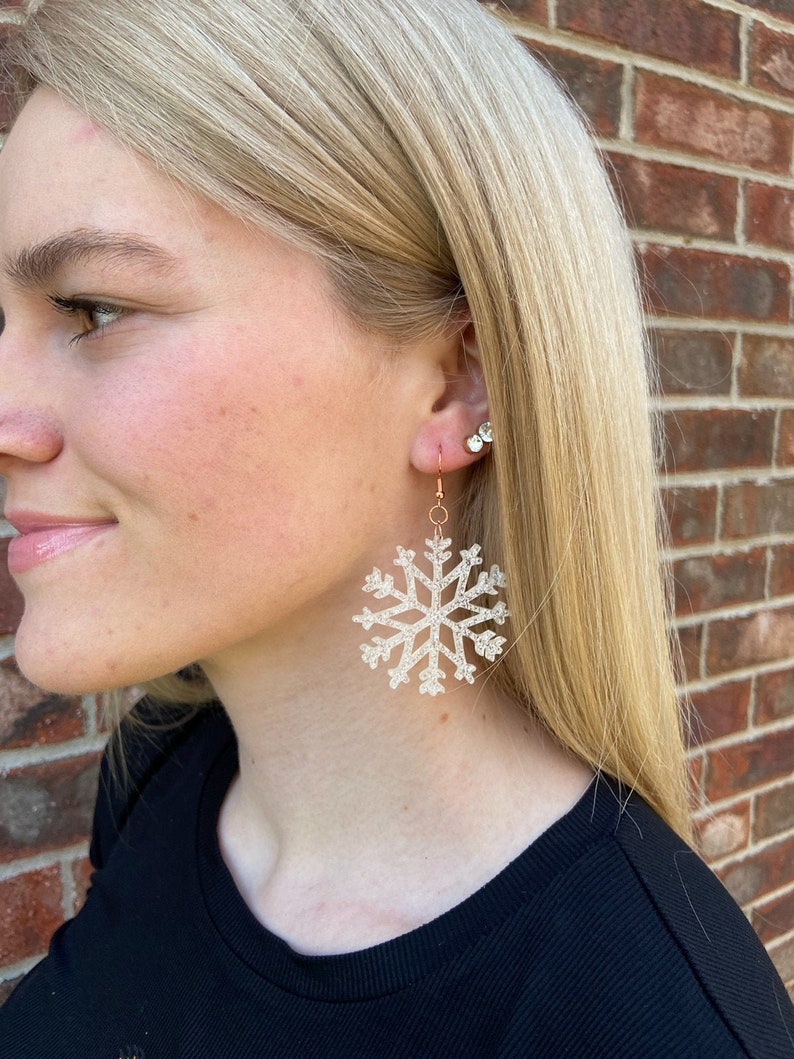 Snowflake Dangle Earrings with snowflake earrings christmas image 1