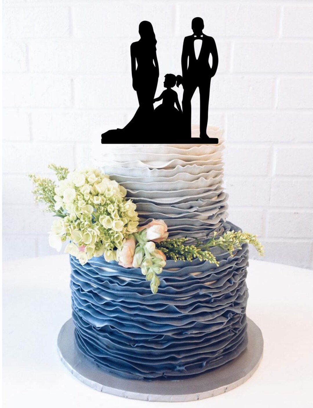 Family Silhouette Wedding Cake Topper With Children Bride and Groom ...