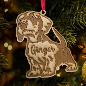 Wirehaired dachshund ornament, long hair dachshund christmas ornament, weeny dog, memorial ornament, pet ornament, puppy ornament, wire hair image 1