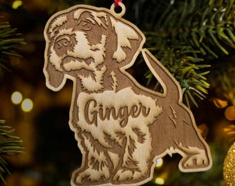Wirehaired dachshund ornament, long hair dachshund christmas ornament, weeny dog, memorial ornament, pet ornament, puppy ornament, wire hair
