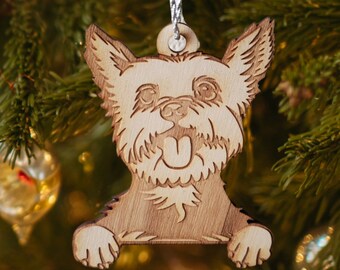 Yorkie Christmas ornament, Yorkshire Terrier, Christmas Ornament, dog ornament, dog yorkie ornament, terrier ornament, pet ornament wooden