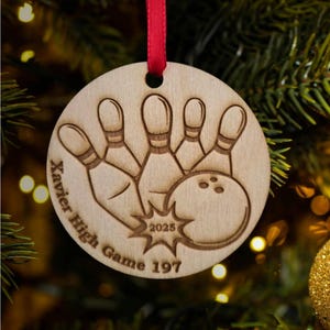 bowling Christmas, bowling ornament, christmas ornament, ornament for bowler, bowling team, bowling score, custom bowling, personal bowling image 6