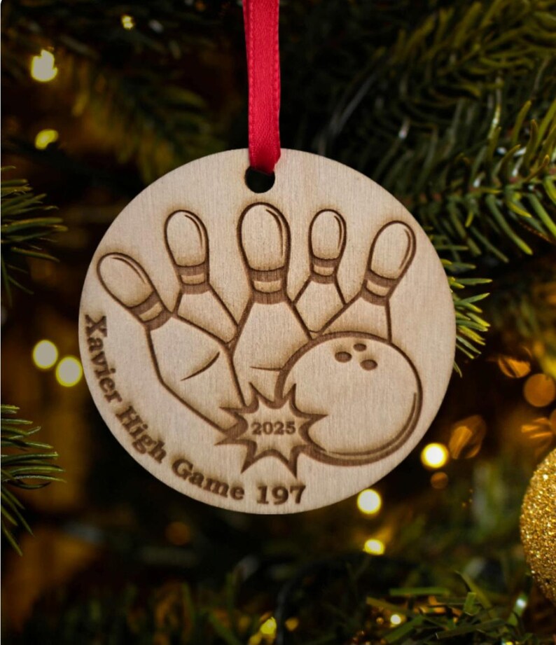 bowling Christmas, bowling ornament, christmas ornament, ornament for bowler, bowling team, bowling score, custom bowling, personal bowling image 6