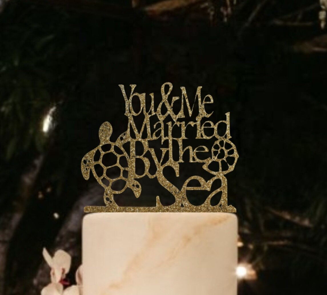 Married Turtle You & Me Married by the Sea Wedding Cake Topper Turtle You and Me ...