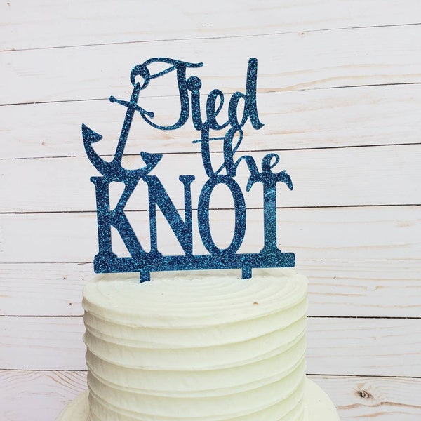 Tied The Knot Wedding Cake Topper destination wedding topper nautical wedding ocean wedding knot cake knot topper anchor cake anchor top