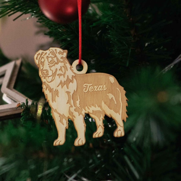 Wooden Australian Shepherd Christmas ornament shepherd Christmas Ornament dog ornament dog Christmas shepherd ornament with dog Aussie dog