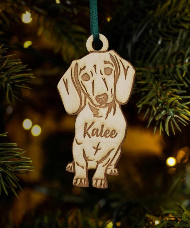 dachshund ornament, smiling dachshund christmas ornament, weiner dog, memorial ornament, pet ornament, puppy ornament, sweet weeny dog image 5