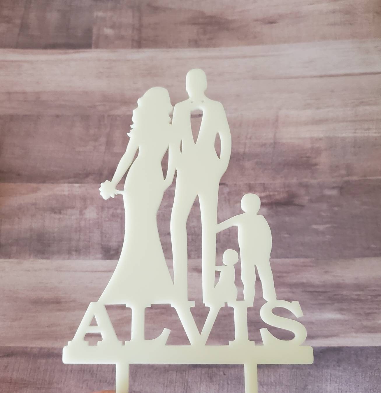 Bride and Groom Silhouette Wedding Cake Topper With a Daughter Bride ...