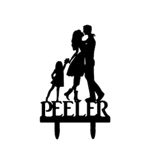 cowgirl Bride and Groom Silhouette Wedding Cake Topper bride with cowboy boots blended family Cake Topper country rustic cowgirl personalize
