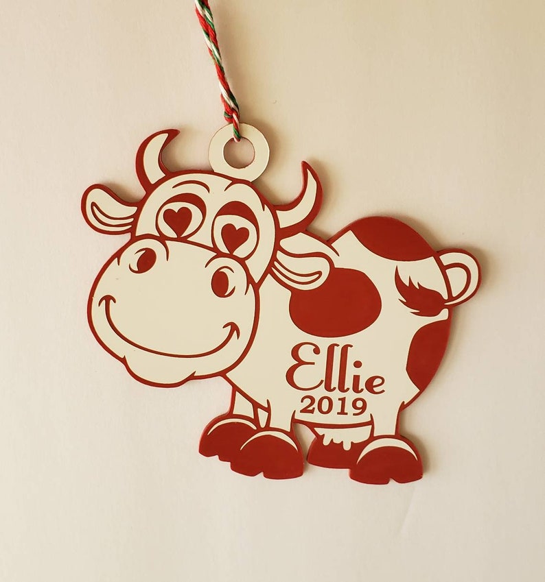 Cow christmas Ornament personalized baby ornament newborn ornament cow ornament babys first christmas baby keepsake baby shower baby's 1st bild 2