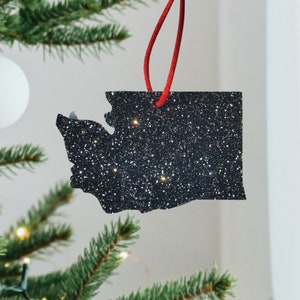 Washington State Christmas Ornament Washington ornament state silhouette ornament Washington silhouette ornament glitter Washington northwes