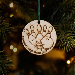 bowling Christmas, bowling ornament, christmas ornament, ornament for bowler, bowling team, bowling score, custom bowling, personal bowling image 5