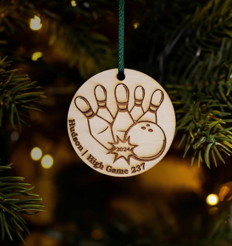 bowling Christmas, bowling ornament, christmas ornament, ornament for bowler, bowling team, bowling score, custom bowling, personal bowling image 5