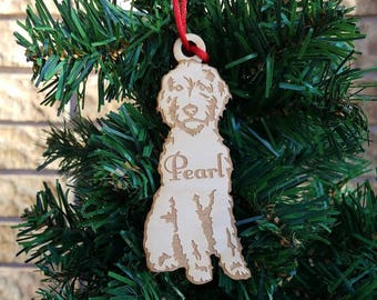 Wooden Golden Doodle, Christmas ornament, labradoodle Christmas, Ornament, doodle ornament, doodle christmas, pet ornament, dog ornament, be