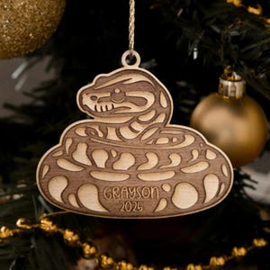 ornement en python, décoration de Noël en python, ornement pour animal de compagnie, cadeaux python, ornement exotique pour animal de compagnie, ornement de serpent, python en bois, serpent recourbé image 3