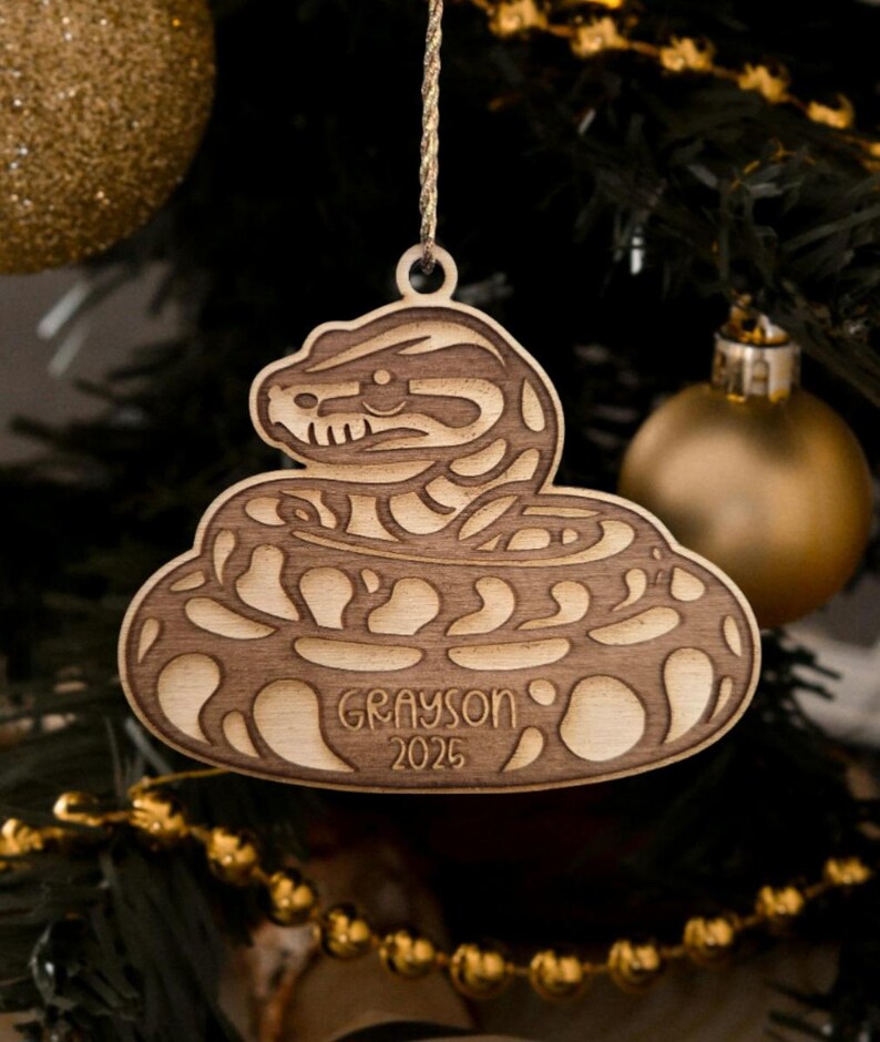 ornement en python, décoration de Noël en python, ornement pour animal de compagnie, cadeaux python, ornement exotique pour animal de compagnie, ornement de serpent, python en bois, serpent recourbé image 3