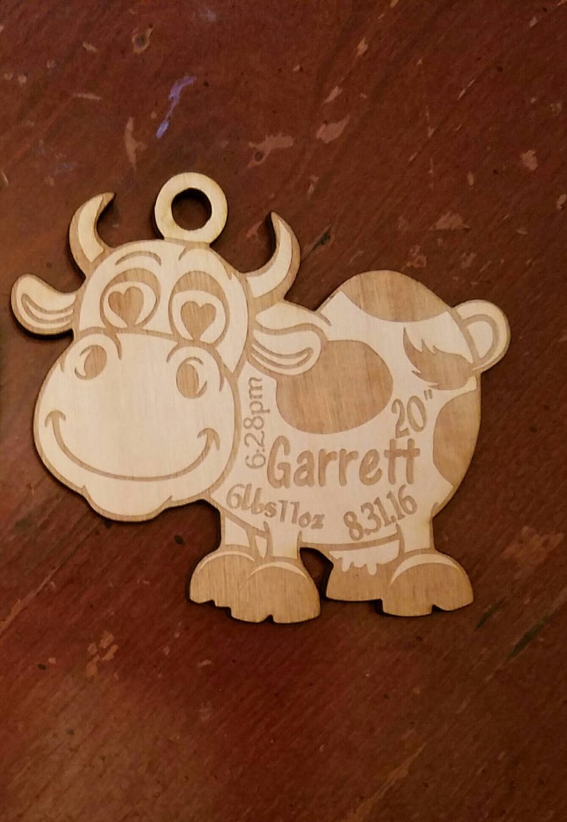 Cow christmas Ornament personalized baby ornament newborn ornament cow ornament babys first christmas baby keepsake baby shower baby's 1st bild 1