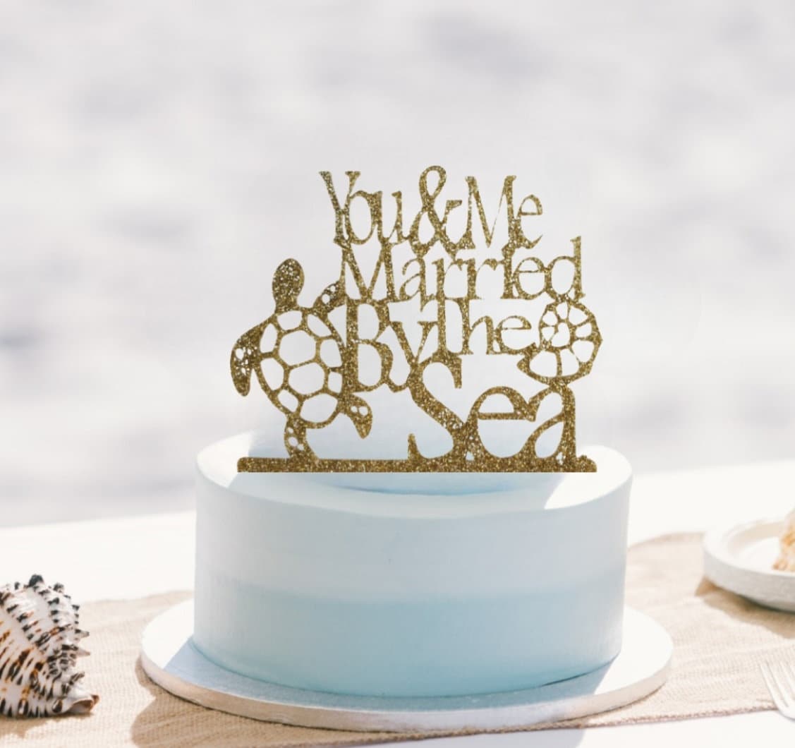 Married Turtle You & Me Married by the Sea Wedding Cake Topper Turtle You and Me ...
