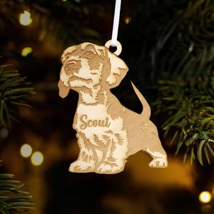 Wirehaired dachshund ornament, long hair dachshund christmas ornament, weeny dog, memorial ornament, pet ornament, puppy ornament, wire hair image 2