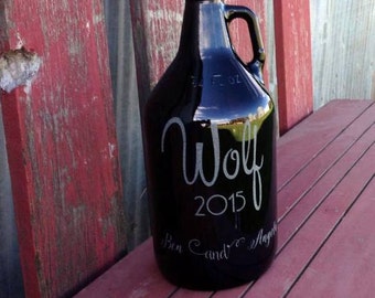 Amber Beer Growler Wedding Gift | Personalized Wedding Gift | Customizable Glass Jar  | Wedding Money Growler | Birthday | Housewarming