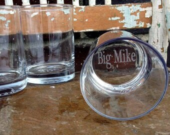 Set of 4 - Whiskey Glass Personalized Rocks Glass | Etched Groomsman Gift | Bridal Party Gift | Christmas Gift | Dad Gift