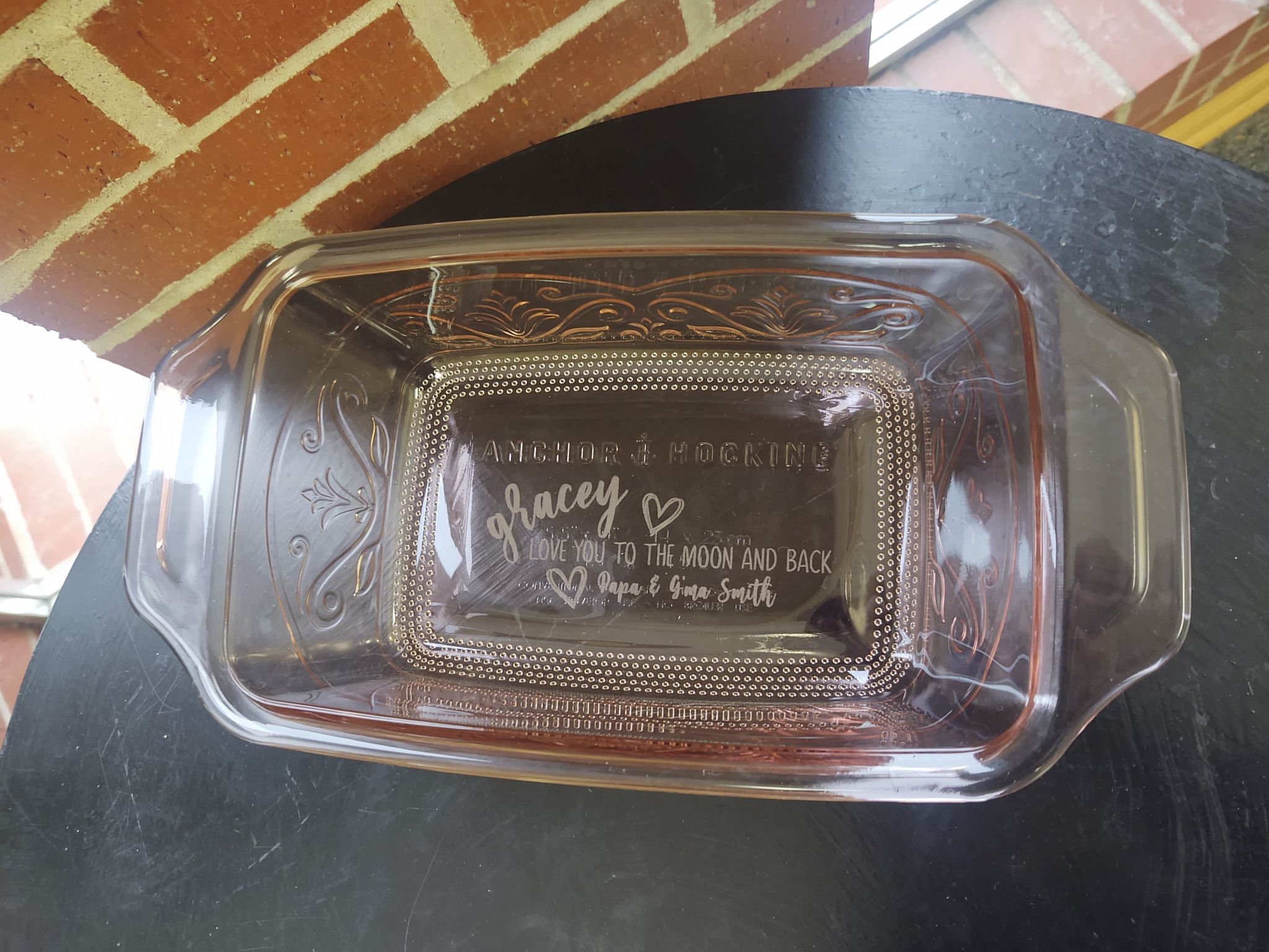 Valentine's Day Gift Loaf Pan Pink Glass Bread Pan Laser Etsy