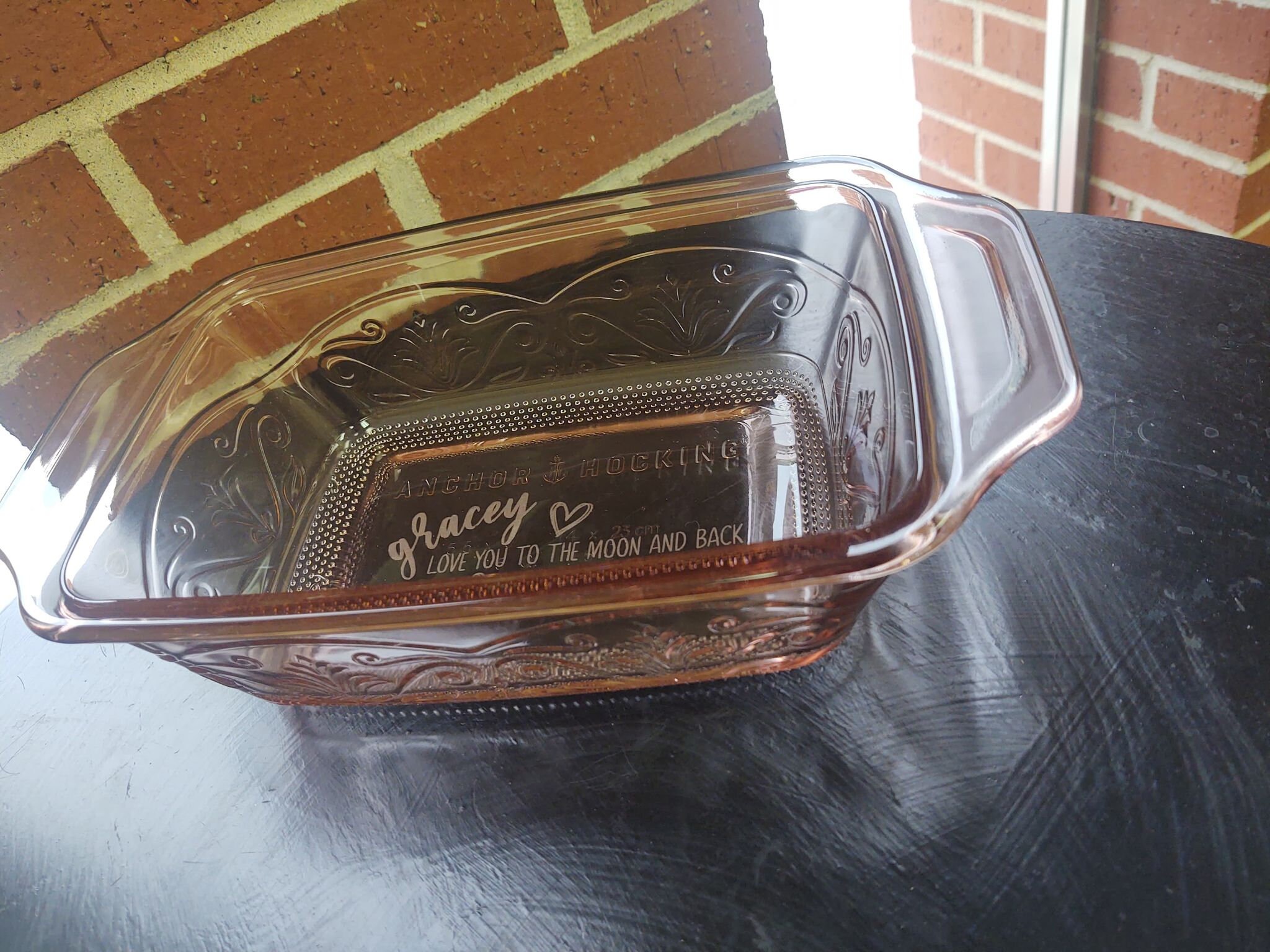 Baking Dish Glass Loaf Pan / 8x8 Pink Glass Bread Pan Laser Etsy