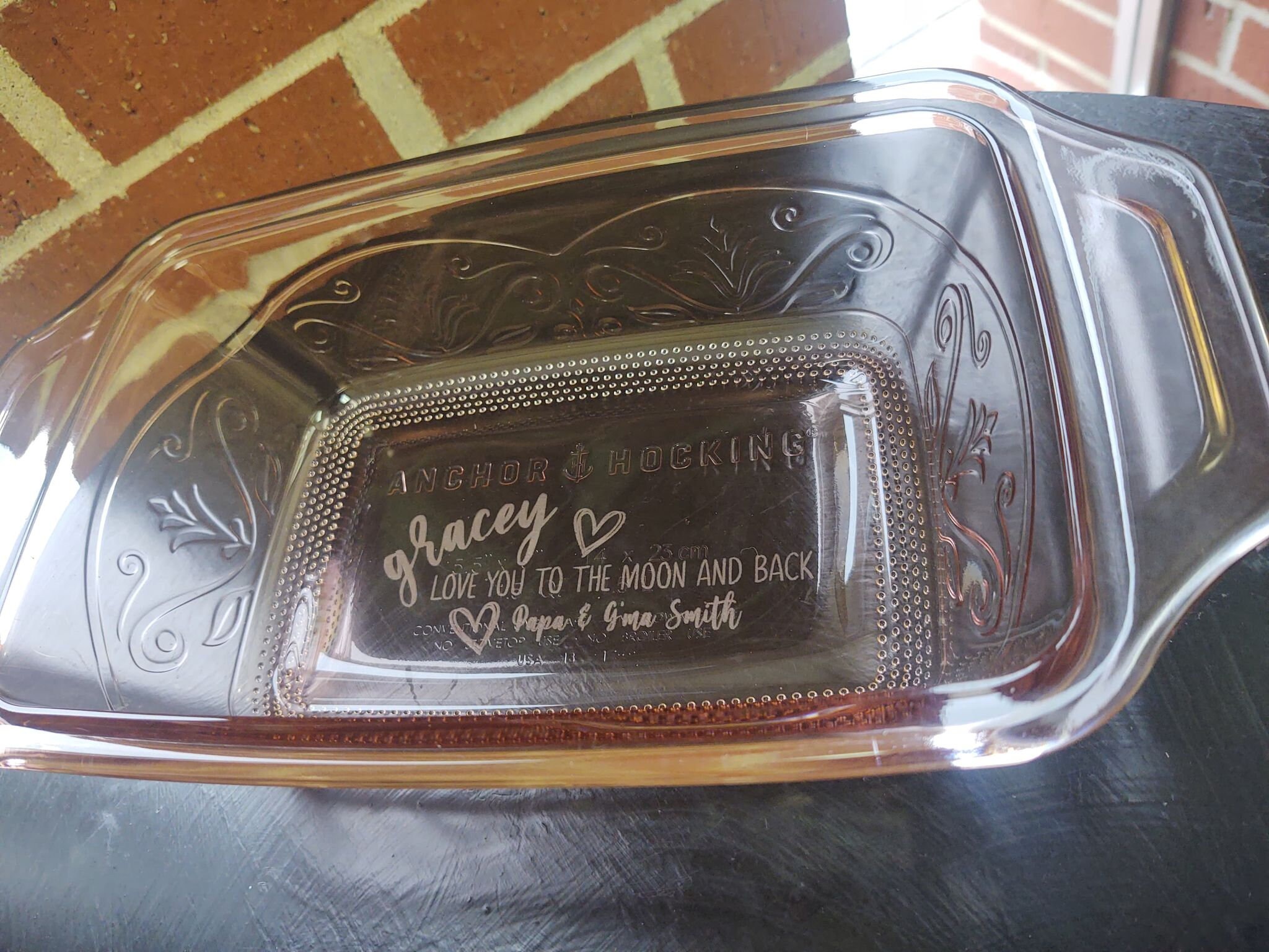 Baking Dish Glass Loaf Pan / 8x8 Pink Glass Bread Pan Laser Etsy
