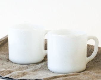 Federal Glass Milk Glass Coffee Mug Set of 2