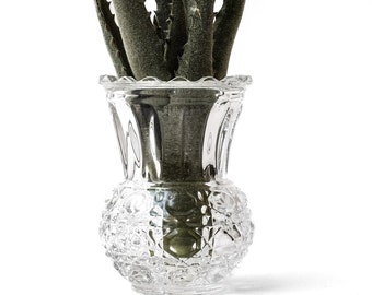 Cut Crystal Sawtooth Rim Toothpick Holder or Bud Vase