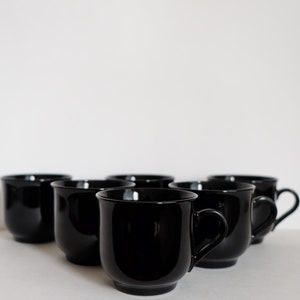 Arcoroc Black Glass Tea Mug Set of 6, Arcopal Novoctime Octime