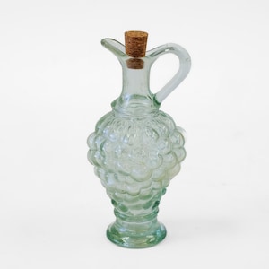 Italian Vetreria Etrusca Grape Green Glass Cruet Bottle with Stopper